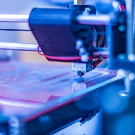 Close up of 3 D printer in dental office