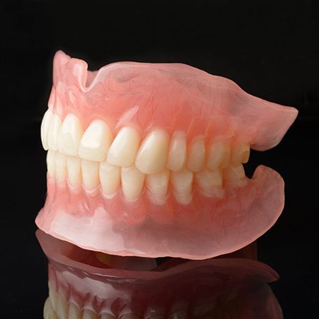 Close-up of full dentures in Califon, NJ