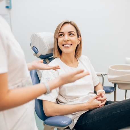 Califon dental patient smiling at her dentist