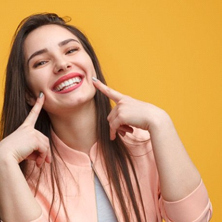 Lady shows off pretty smile